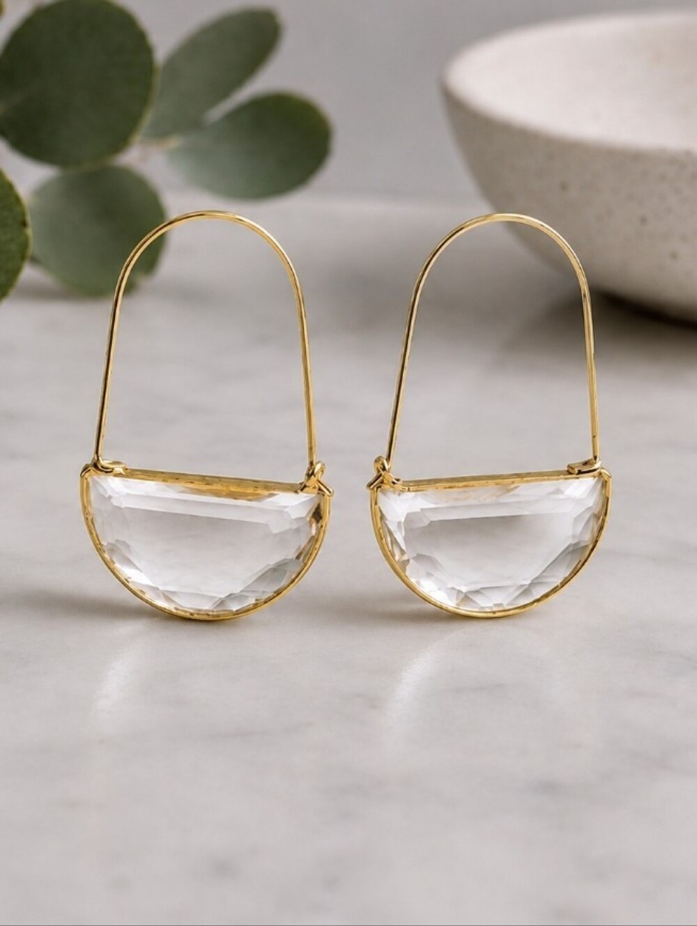 Anthropologie Crescent Hoop Earrings Clear